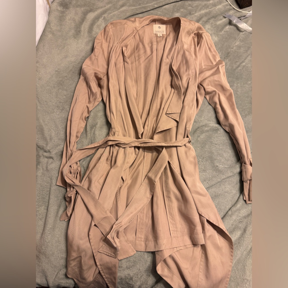 Blush Pink Drape Front Trench Coat